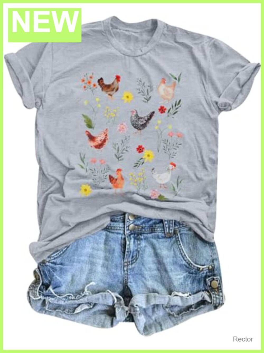 Women's Chicken Graphic T-Shirt Crew Neck Short Sleeve Casual Tee